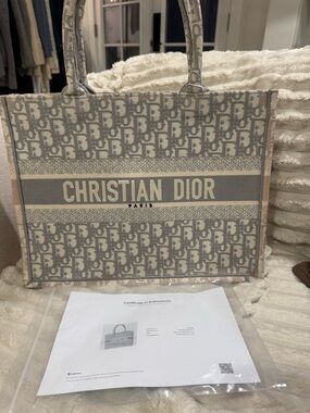 Dior Beige and Gray Oblique Book Tote